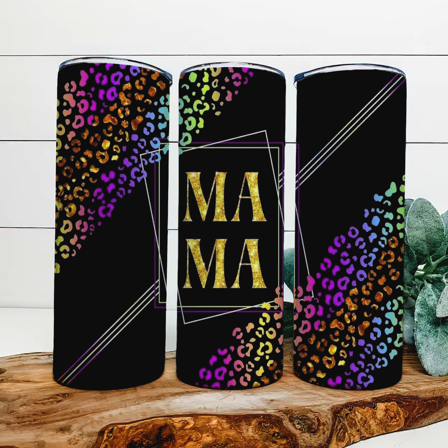 Copy of Mama rainbow leopard print tumbler