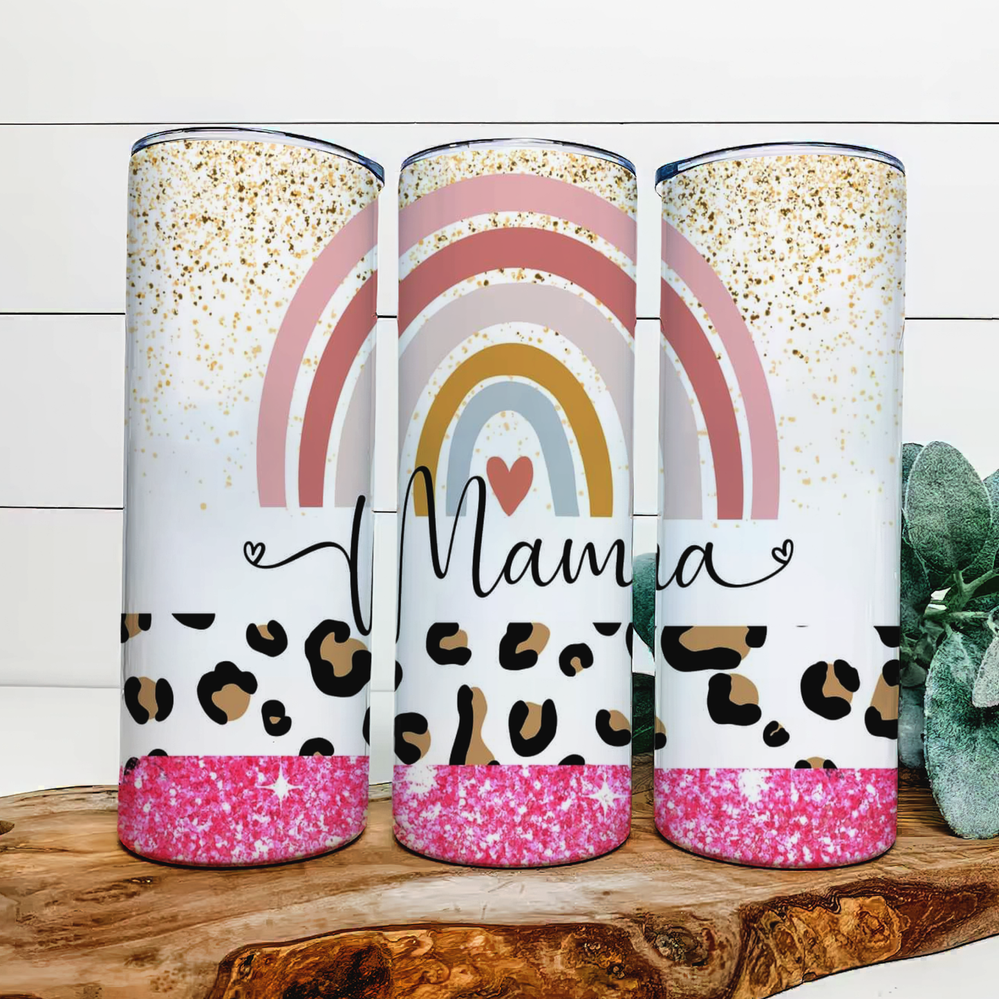 Mama boho rainbow tumbler